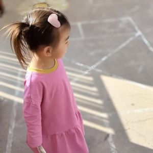 Hanna Andersson Pink Dress + Heart Clip Set - 3T